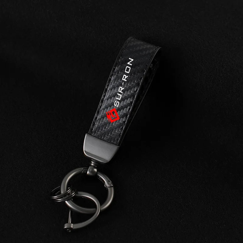 New Carbon Biber Leather Motorcycle Keychain Horseshoe Buckle Jewelry for Surron Sur-Ron Light Bee Lightbee X Electric Off-Road