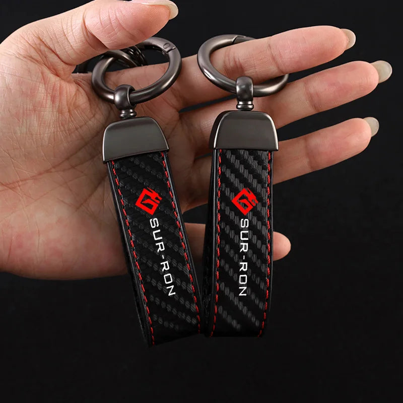 New Carbon Biber Leather Motorcycle Keychain Horseshoe Buckle Jewelry for Surron Sur-Ron Light Bee Lightbee X Electric Off-Road