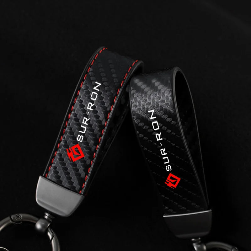 New Carbon Biber Leather Motorcycle Keychain Horseshoe Buckle Jewelry for Surron Sur-Ron Light Bee Lightbee X Electric Off-Road