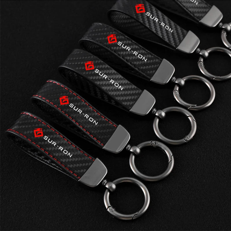 New Carbon Biber Leather Motorcycle Keychain Horseshoe Buckle Jewelry for Surron Sur-Ron Light Bee Lightbee X Electric Off-Road