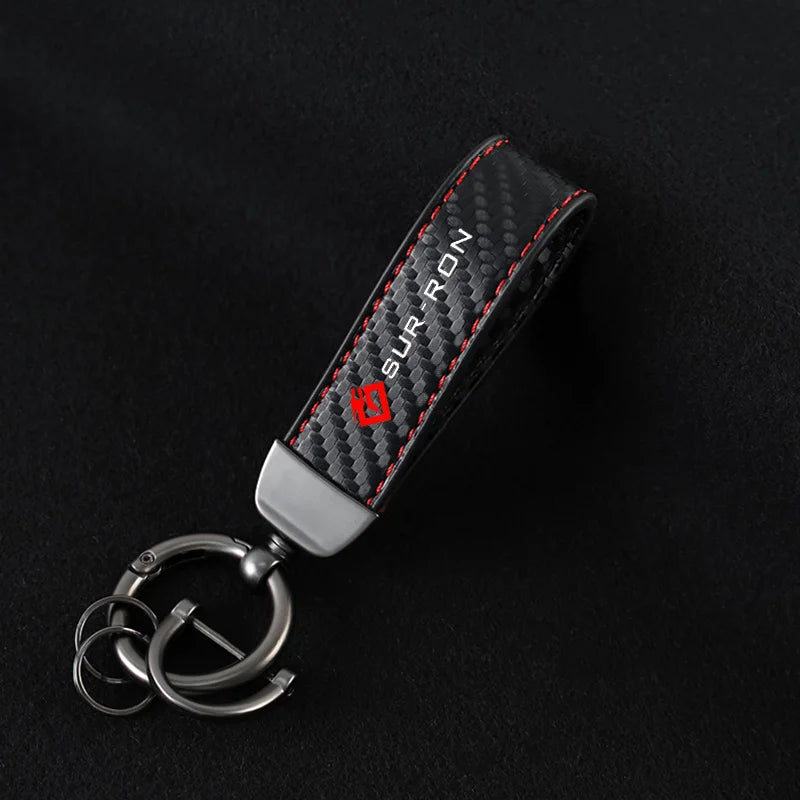 New Carbon Biber Leather Motorcycle Keychain Horseshoe Buckle Jewelry for Surron Sur-Ron Light Bee Lightbee X Electric Off-Road